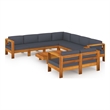 vidaXL 9 Piece Solid Acacia Wood Lounge Set in Gray