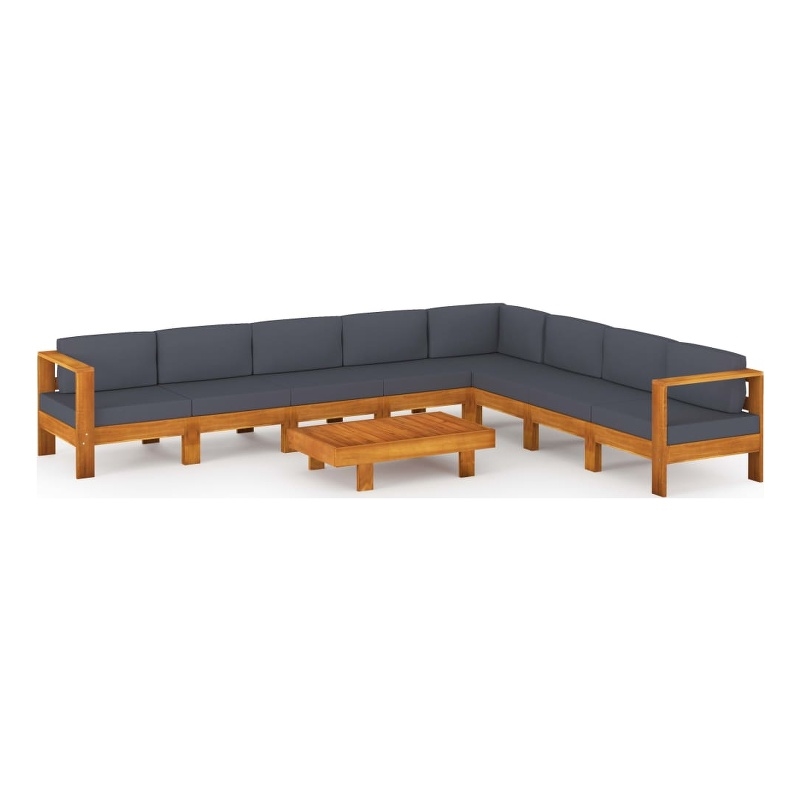 vidaXL 9 Piece Solid Acacia Wood Lounge Set in Gray