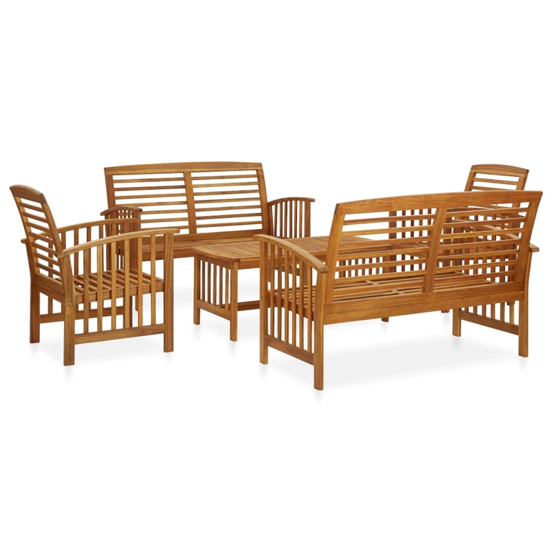 vidaXL 5 Piece Solid Acacia Wood Large Garden Lounge Set in Natural