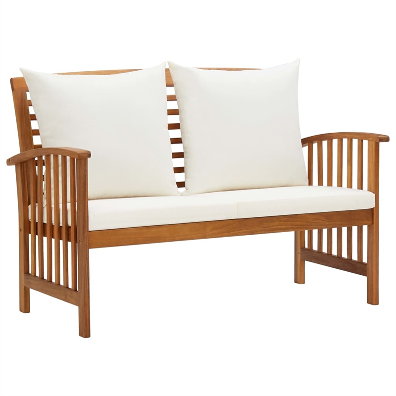 vidaXL 3 Piece Solid Acacia Wood Medium Garden Lounge Set in White/Cream