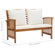 vidaXL 3 Piece Solid Acacia Wood Medium Garden Lounge Set in White/Cream