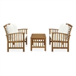 vidaXL 3 Piece Solid Acacia Wood Medium Garden Lounge Set in White/Cream