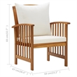 vidaXL 5 Piece Solid Acacia Wood Large Garden Lounge Set in White/Cream