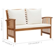 vidaXL 5 Piece Solid Acacia Wood Large Garden Lounge Set in White/Cream