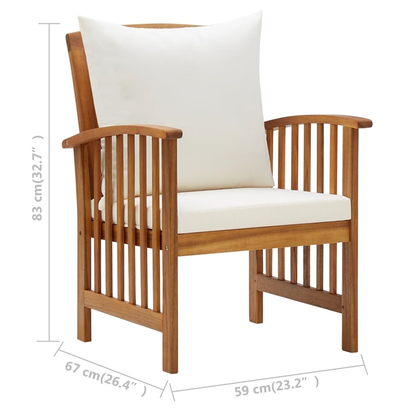 vidaXL 5 Piece Solid Acacia Wood Medium Garden Lounge Set in Natural