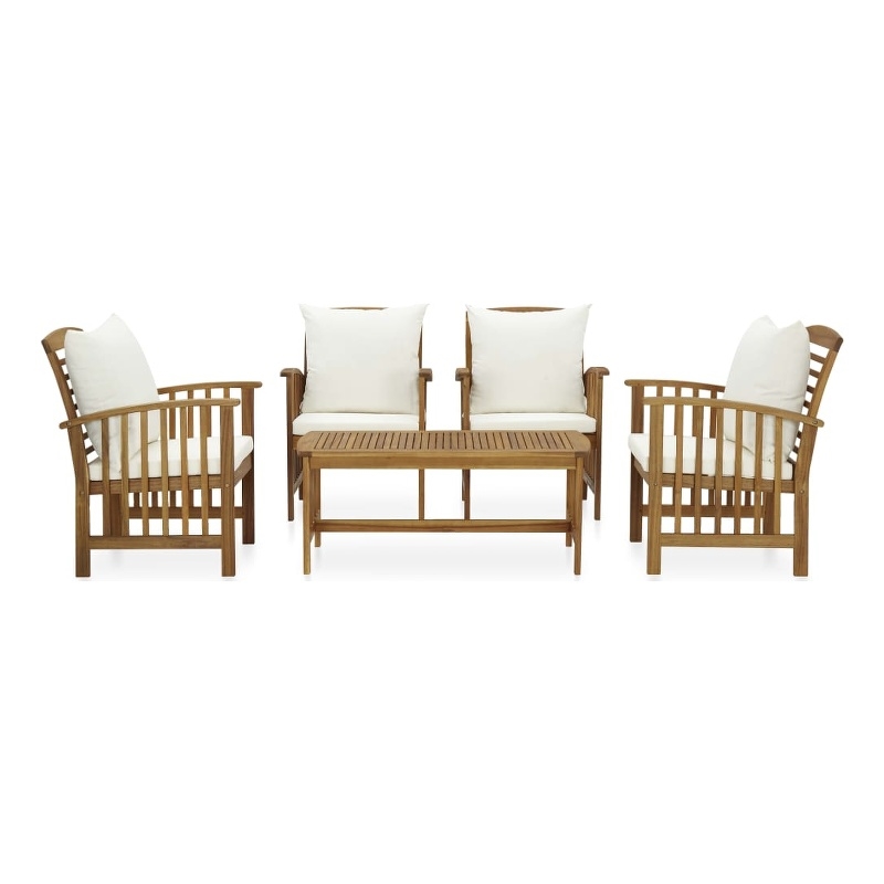 vidaXL 5 Piece Solid Acacia Wood Medium Garden Lounge Set in Natural