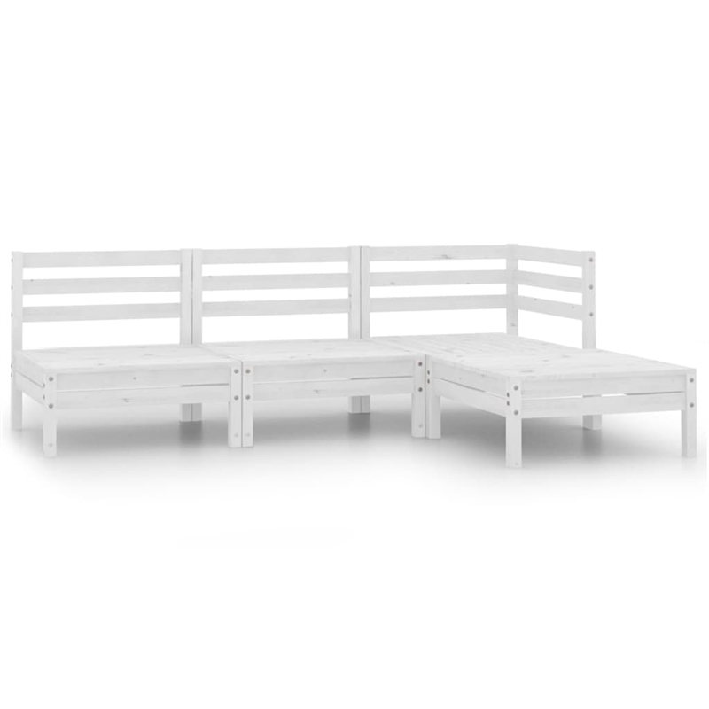 vidaXL 4 Piece Wood Standard Garden Lounge Set in White