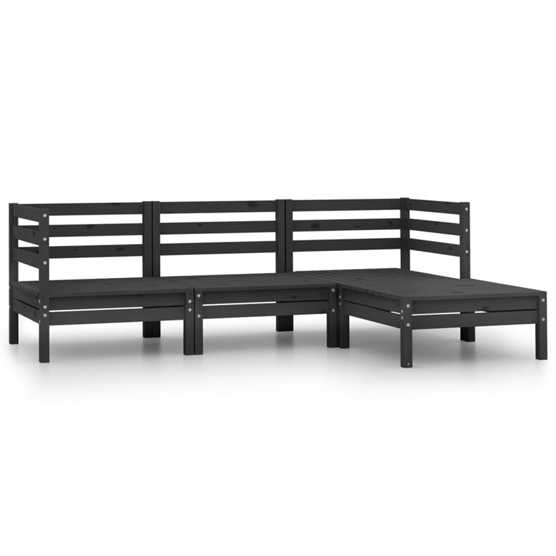 vidaXL 4 Piece Wood Standard Garden Lounge Set in Black