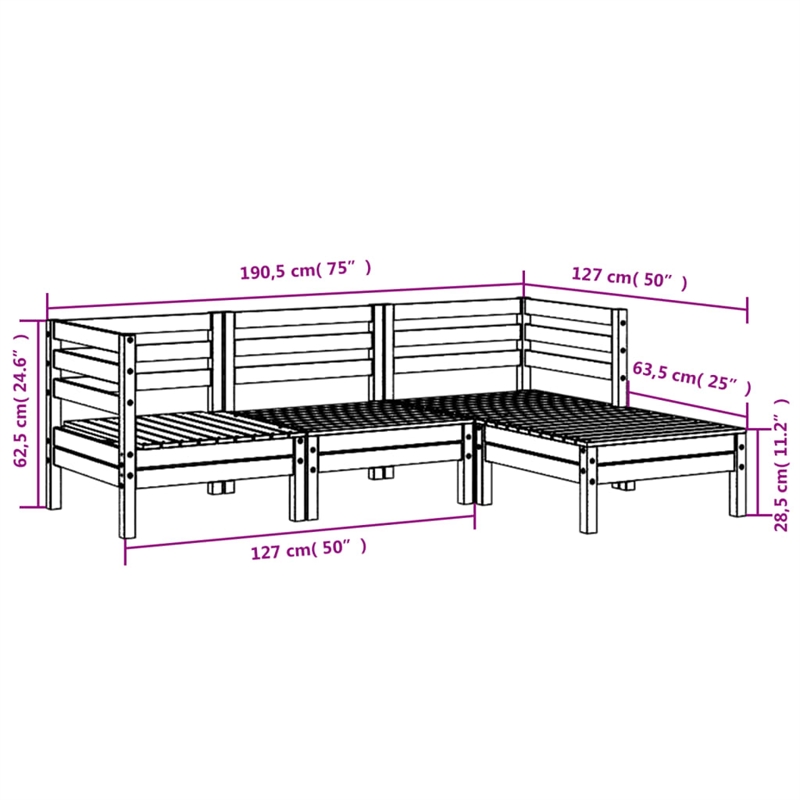 vidaXL Wood Large Sofa in Brown