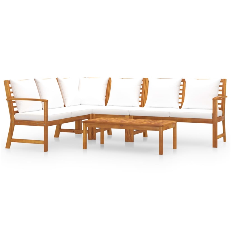 vidaXL Solid Acacia Wood Furniture Set in Cream