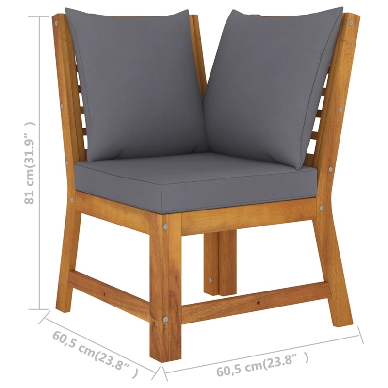 vidaXL 4 Piece Solid Acacia Wood Garden Lounge Set in Gray