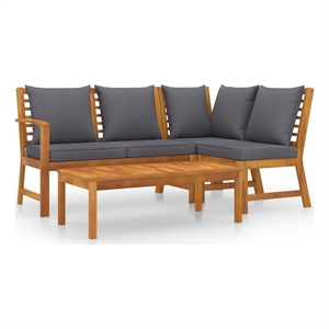 vidaXL 4 Piece Solid Acacia Wood Garden Lounge Set in Gray