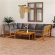 vidaXL 9 Piece Solid Acacia Wood Garden Lounge Set in Gray