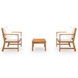 vidaXL 3 Piece Solid Acacia Wood Garden Lounge Set in Cream/Natural