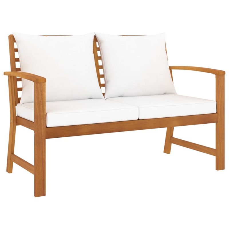 vidaXL 3 Piece Solid Acacia Wood Garden Lounge Set in Cream/Natural