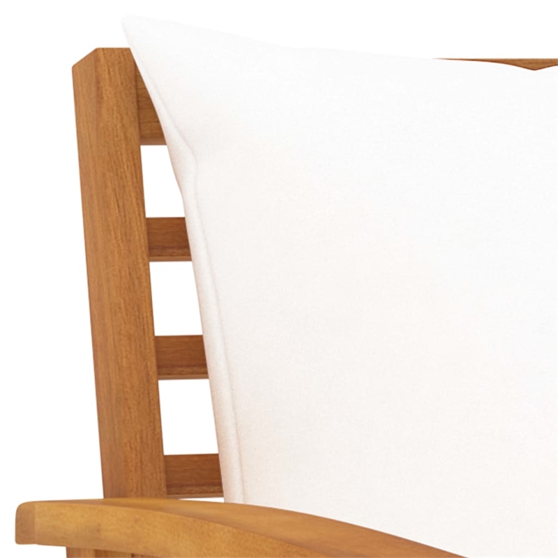 vidaXL 3 Piece Solid Acacia Wood Garden Lounge Set in Cream/Natural