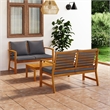vidaXL 3 Piece Solid Acacia Wood Garden Lounge Set in Gray/Natural