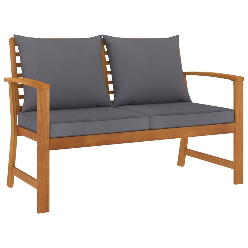 vidaXL 3 Piece Solid Acacia Wood Garden Lounge Set in Gray/Natural