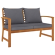 vidaXL 3 Piece Solid Acacia Wood Garden Lounge Set in Gray/Natural