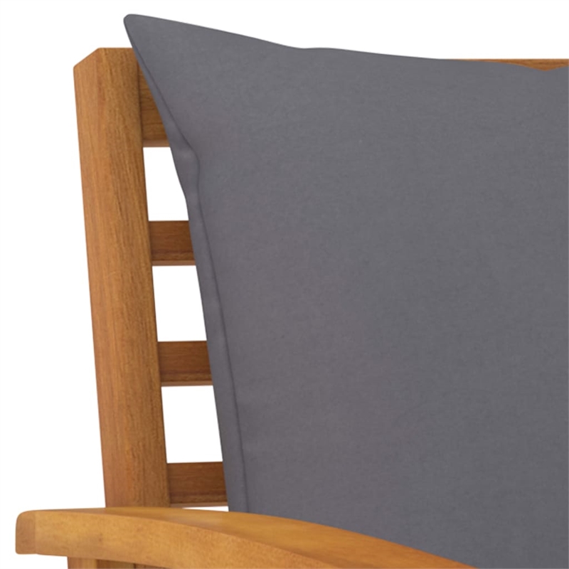 vidaXL 3 Piece Solid Acacia Wood Garden Lounge Set in Gray/Natural