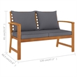 vidaXL 3 Piece Solid Acacia Wood Garden Lounge Set in Gray/Natural