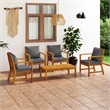 vidaXL 5 Piece Solid Acacia Wood Garden Lounge Set in Gray/Natural