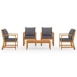 vidaXL 5 Piece Solid Acacia Wood Garden Lounge Set in Gray/Natural