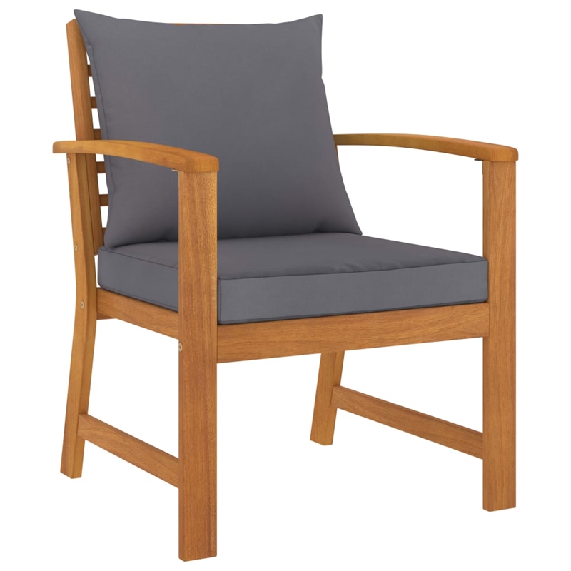 vidaXL 5 Piece Solid Acacia Wood Garden Lounge Set in Gray/Natural