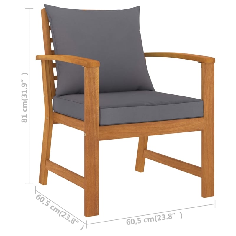 vidaXL 5 Piece Solid Acacia Wood Garden Lounge Set in Gray/Natural