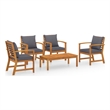 vidaXL 5 Piece Solid Acacia Wood Garden Lounge Set in Gray/Natural