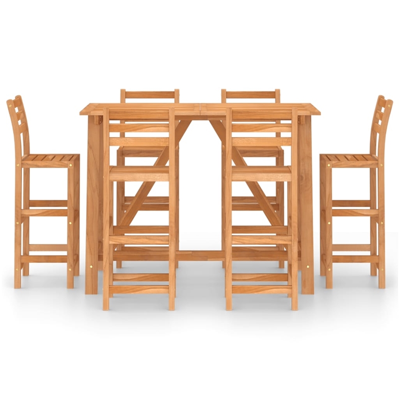 vidaXL 7 Piece Solid Acacia Wood Medium Bar Set in Natural