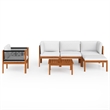 vidaXL 6 Piece Solid Acacia Wood Small Garden Lounge Set in Cream