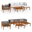 vidaXL 6 Piece Solid Acacia Wood Small Garden Lounge Set in Cream