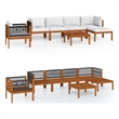 vidaXL 7 Piece Solid Acacia Wood Standard Garden Lounge Set in Cream/Natural