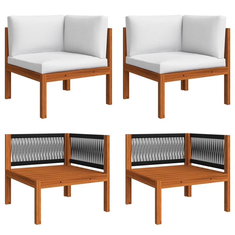 vidaXL 5 Piece Solid Acacia Wood Large Garden Lounge Set in Cream
