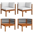 vidaXL 5 Piece Solid Acacia Wood Large Garden Lounge Set in Cream