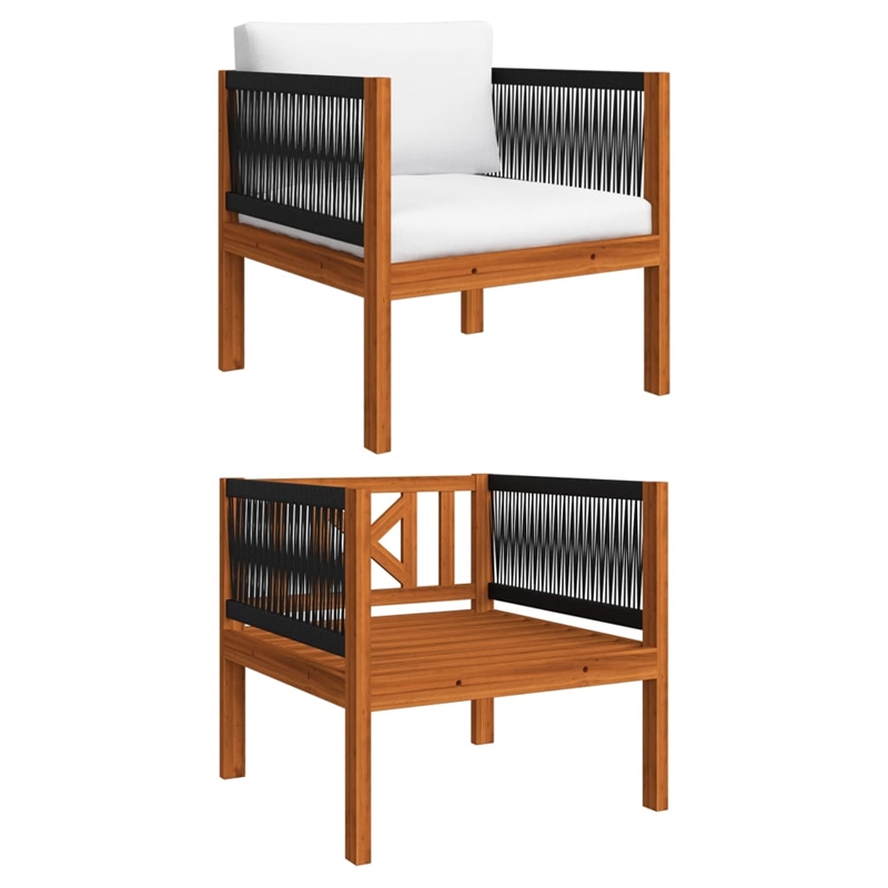 vidaXL 5 Piece Solid Acacia Wood Large Garden Lounge Set in Cream