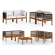 vidaXL 5 Piece Solid Acacia Wood Large Garden Lounge Set in Cream