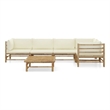 vidaXL 6 Piece Bamboo Garden Lounge Set in White/Cream/Natural
