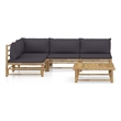 vidaXL 5 Piece Bamboo Medium Garden Lounge Set in Gray