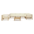 vidaXL 7 Piece Bamboo Garden Lounge Set in White/Cream/Natural