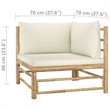 vidaXL 8 Piece Bamboo Small Garden Lounge Set in White/Cream