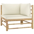 vidaXL 8 Piece Bamboo Small Garden Lounge Set in White/Cream