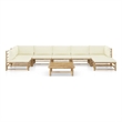 vidaXL 8 Piece Bamboo Small Garden Lounge Set in White/Cream