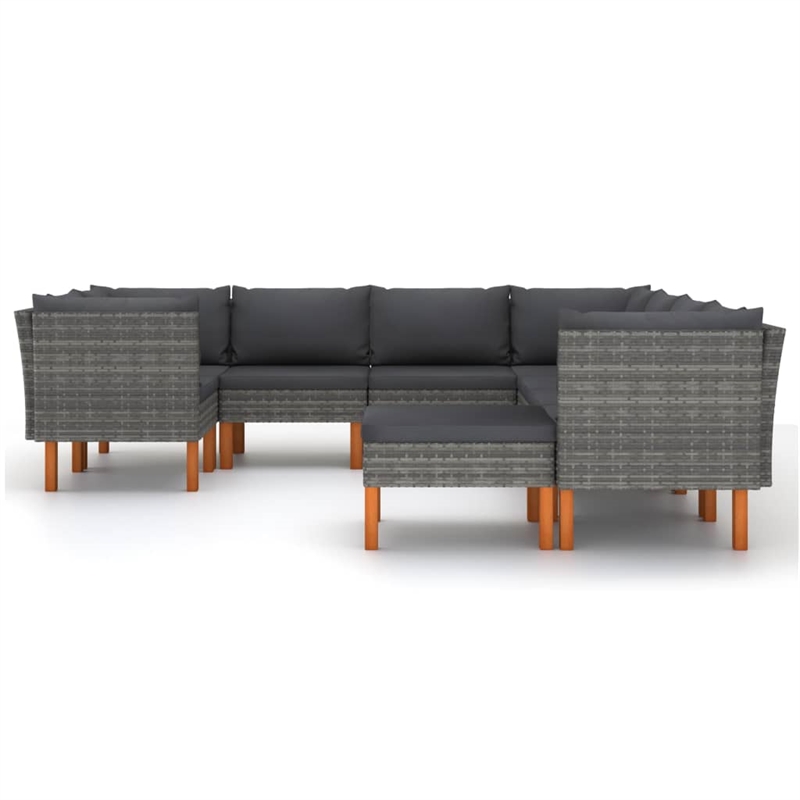 vidaXL 9 Piece Steel Large Garden Lounge Set in Gray