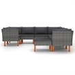 vidaXL 9 Piece Steel Large Garden Lounge Set in Gray