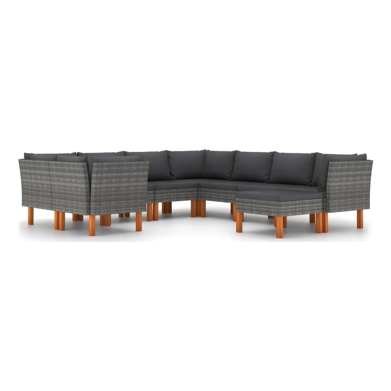 vidaXL 9 Piece Steel Large Garden Lounge Set in Gray