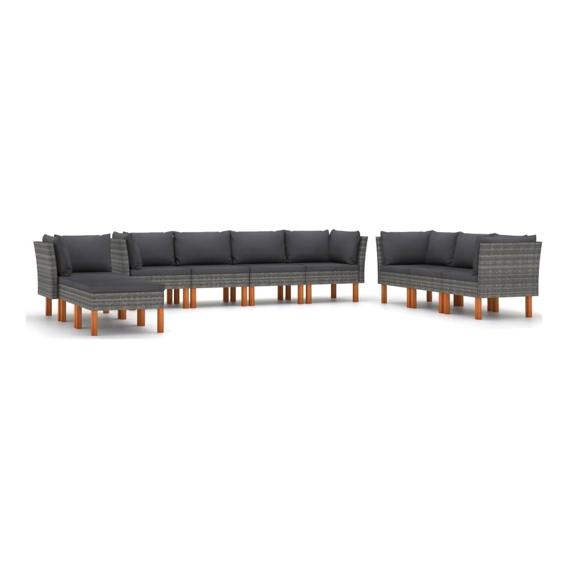 vidaXL 10 Piece Steel Garden Lounge Set in Gray/Anthracite