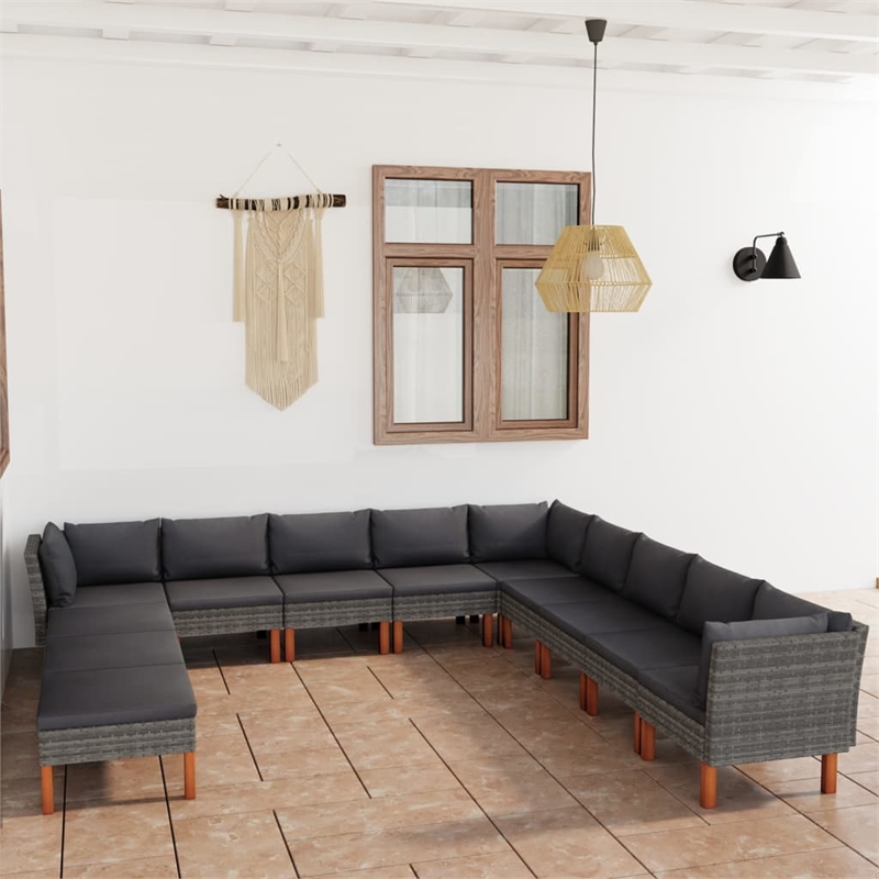 vidaXL 12 Piece Garden Lounge Set in Gray/Anthracite