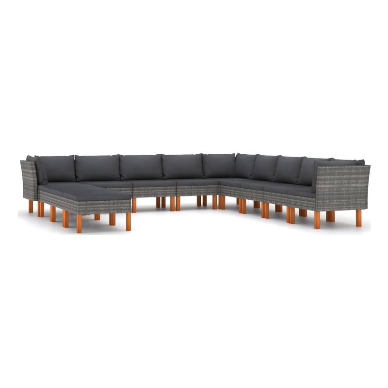 vidaXL 12 Piece Garden Lounge Set in Gray/Anthracite